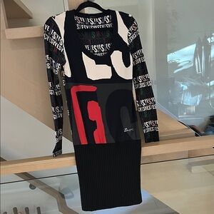 Desigual Black and Red Long Sleeve Dress